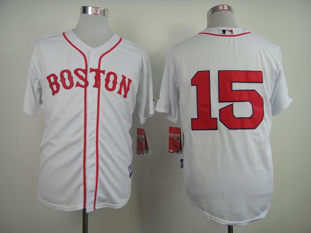 Men Boston Red Sox #15 Pedroia White MLB Jerseys